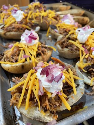 Pull pork stuffed potatoes