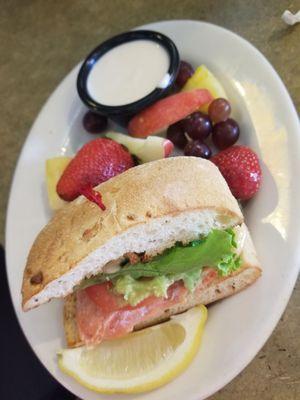 Half Salmon-wich and fruit