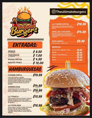 Our burger concept menu.