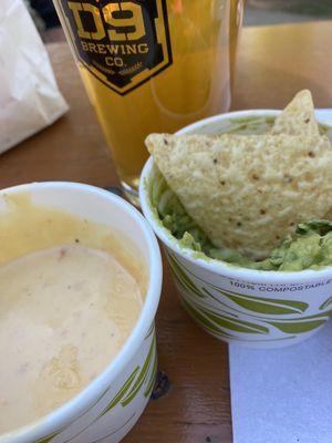 Queso, guac and chips