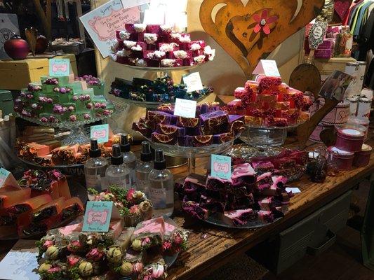 Valentine's Table bursting with handmade soaps!