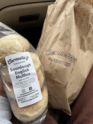 first time getting sourdough loaf (in bag) and got English Muffins as an extra for free. As my first time, I got both for free.