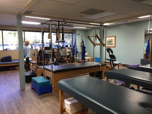 Newly-remodeled gym complete with new #solostep ceiling rails for balance and agility training.