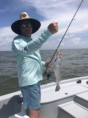 Speckled trout caught in the Gulf of Mexico on matrix Shad artificial lures!