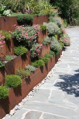 Steel wall and planter for residence in Mill Valley, CA