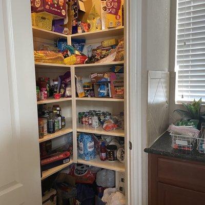 Kitchen pantry before decluttering and organizing