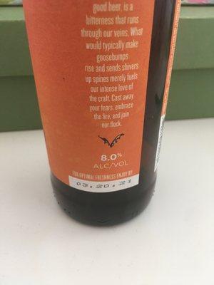 Beer purchased 5/21/21 (expired Flying Dog Blood Orange Ale)