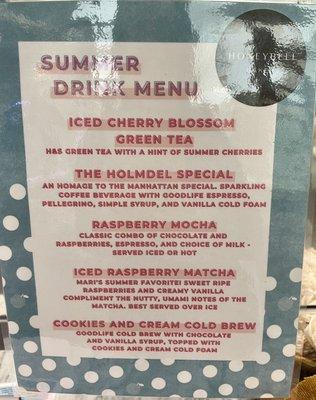 Summer menu