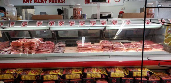 A portion of their meat selection.