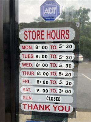 ACTUAL BUSINESS HOURS FOR PRIME CLEANERS