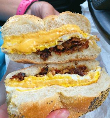 bacon, egg, cheese on a roll!