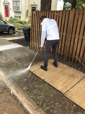 We pressure wash walkways.