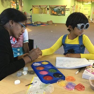 Students loved their face painting was done in Halloween.