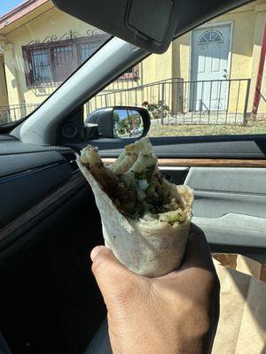 By far worst burrito ever paid 24 dollars for 2 good tacos and this nasty burrito