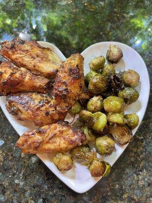 Air Fry Taco Wings and Brussel Sprouts