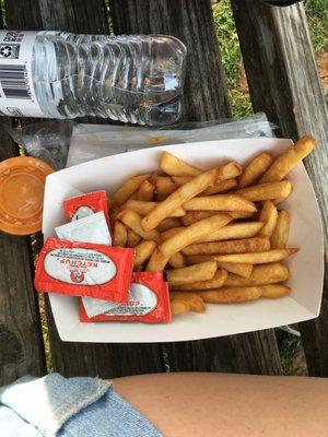 French Fries with Ketchup and Buffalo Sauce