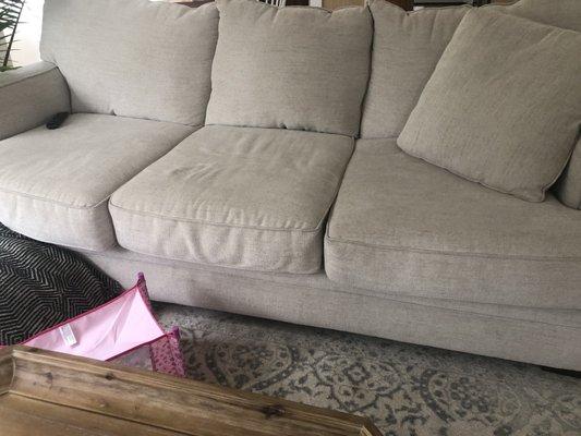 Slouching sofa after legitimately 1 month of use with small people light people.