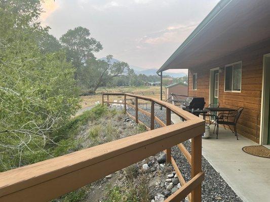 View from Cabin 2 to the grill and fire pit