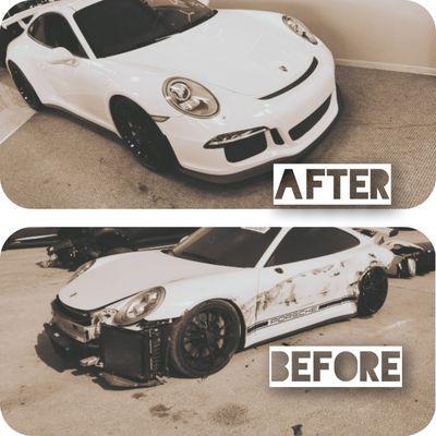 Before and after of a paint job