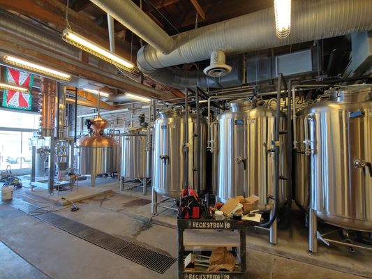 A view of the equipment at the distillery.