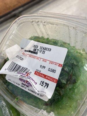 Be careful when buying seaweed salad.It has a few stickers with past dates.The color says that they are very old