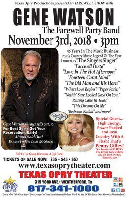 Gene Watson and Penny Gilley is SOLD OUT!