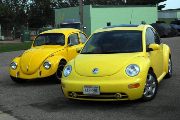 Old & New Yellow VW Beetles