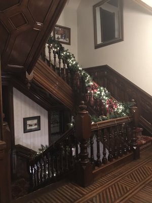 The grand staircase beautifully decorated