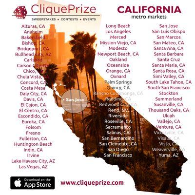 CliquePrize is LIVE in the California local markets!