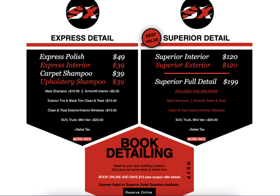 Detailing Packages - Book Online and Save $10 on your next "FULL" Exterior/Interior Detail Service.