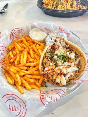 Chicken gyro and fries