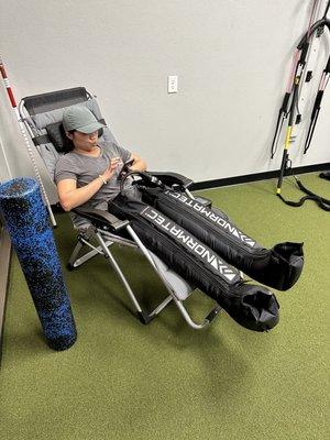 Leg compression therapy