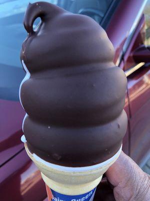 Chocolate dipped cone. Yum