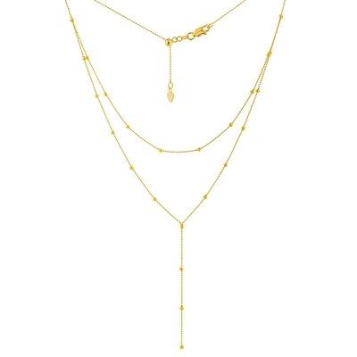 14k yellow gold, beaded layer Adjustable necklace.