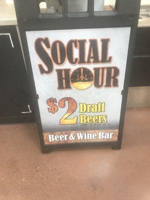 Announcement of of prices at our beer wine bar $2 domestics, $3 crafts $4 high ABV 10 oz pour and wines range from $3-$11