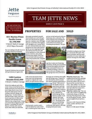 Gorgeous new home in Pacific Grove March 2018 for $1.2 Million.