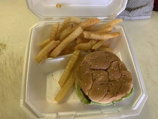 Chaseburger with seasoned fries