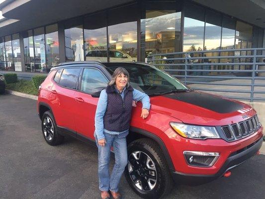 Mrs. Weirich with her stunning new Compass Trailhawk