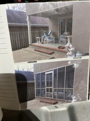 Screened porch before and after.