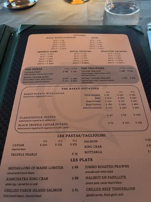 Dinner menu