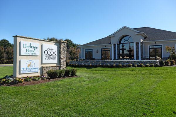 Signage in front of Heritage House.