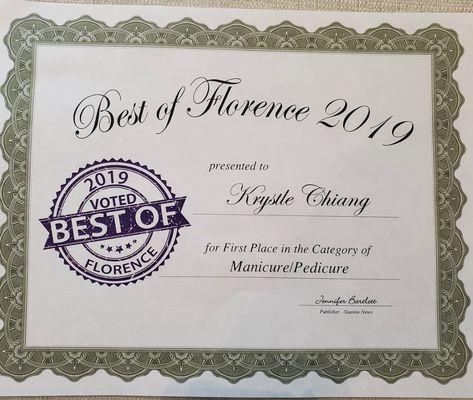 Voted Best Pedicurist 3 years in a row 2019.2020.2021