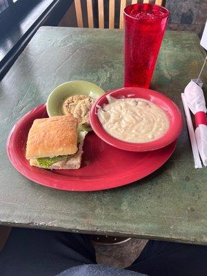 Sandwich, Soup and Treat Combo Bacon Turkey Club, Potato Bacon Soup and Chocolate Chip Cookie