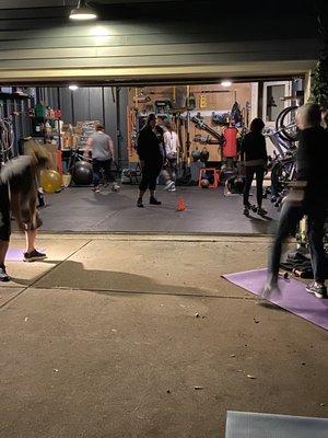 Working out in the open-air garage