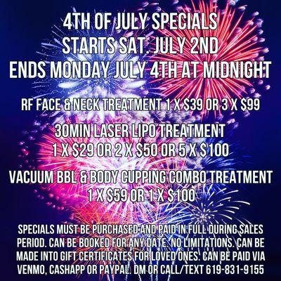 4th of July specials! Available to purchase until July 31st!