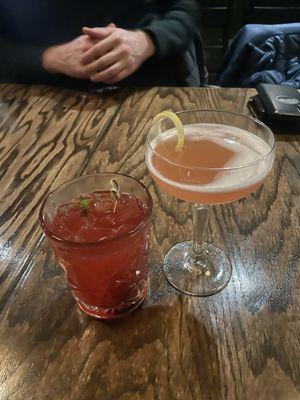 Cherry cocktail and grapefruit mocktail