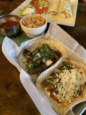 Asada steak taco and chicken Tinga