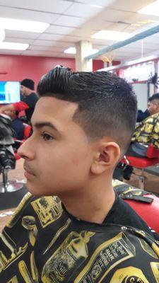 He wanted a basic #1 fade with a straight edge lining!