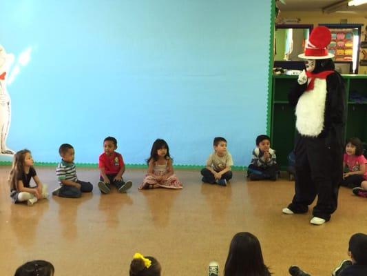 Dr Seuss is in the house! The extra length the teacher makes to entertain and teach her kids. Bravo!