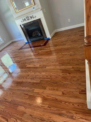 Installed this new hardwood floor , sanded and finished with oil based polyurethane